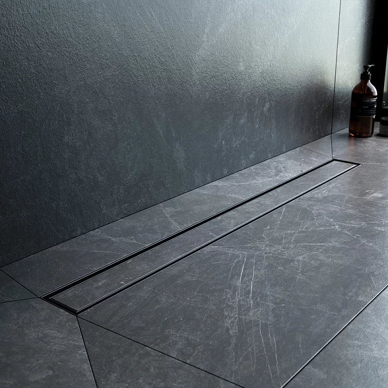 Душевой трап (лоток) 80 AM.PM MasterFlow W01SC-U11-080-04BM комбинированный затвор с черной матовой решеткой под плитку