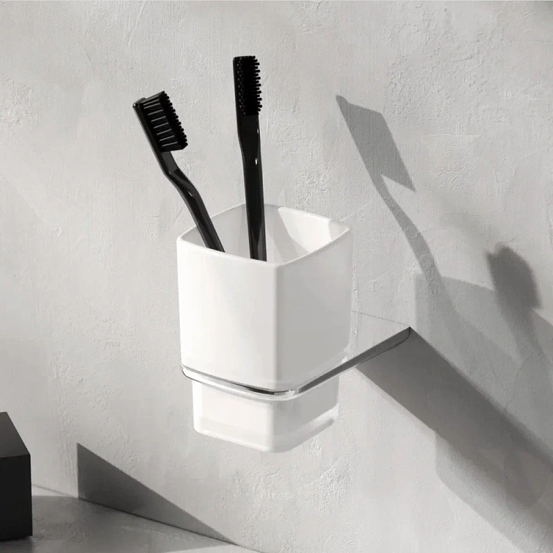 Стакан для зубных щеток настенный AM.PM Inspire 2.0 A50A34300 стеклянный, хром