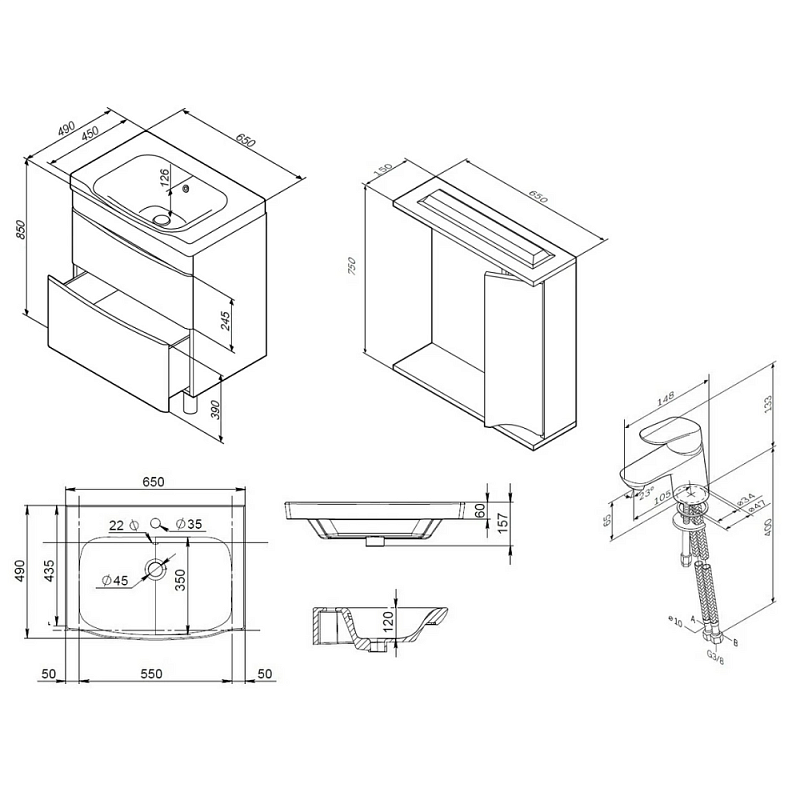 Секция мебели для ванной AM.PM Like BK80GB