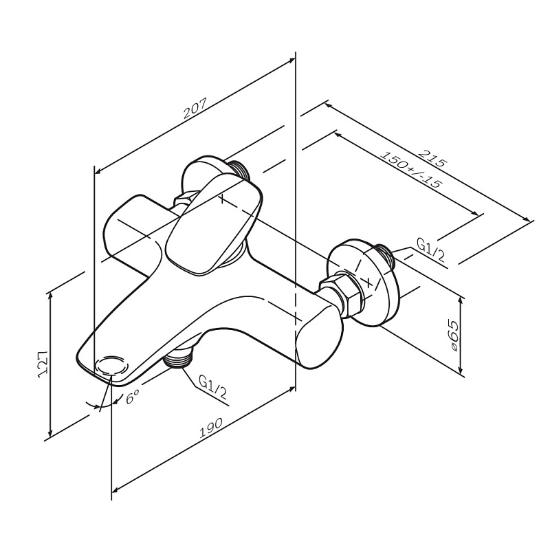 Смеситель для ванны и душа AM.PM Spirit 2.0 F70A10000 хром