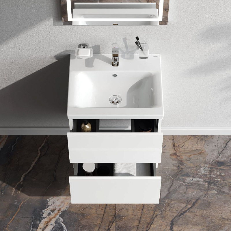 Тумба с раковиной 50 AM.PM Gem M90-FHX0502WG-WCC0502WG подвесная, белый глянец