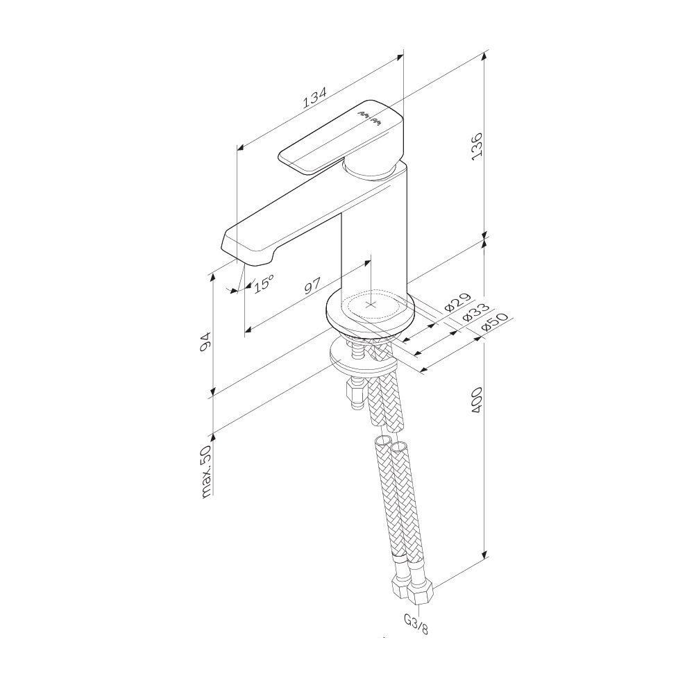 Cмеситель для раковины Above W F9W02100, Хром