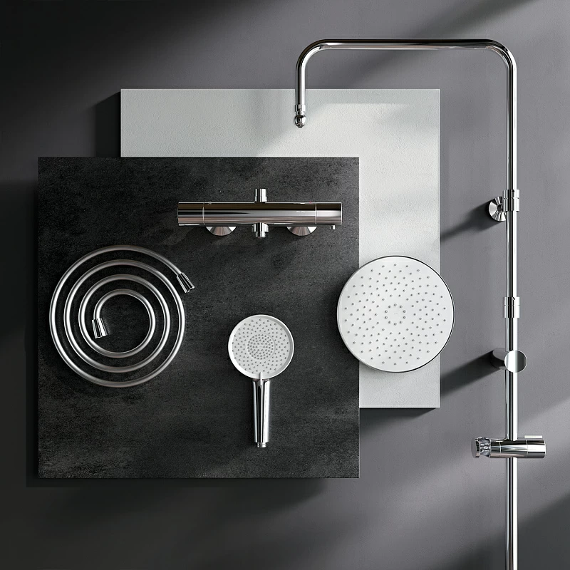 Душевая система AM.PM X-Joy F0785A400 стойка с тропическим душем, термостатом, смесителем, хром