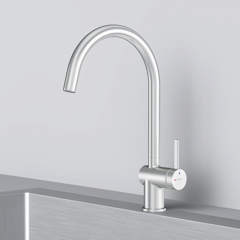 Смеситель для кухни AM.PM Func F8F07011 высокий с С-изливом, сатин