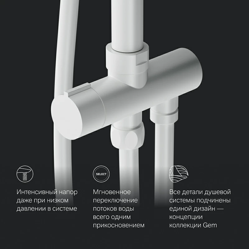 Душевая система AM.PM Gem F0790033 стойка с тропическим душем, белая