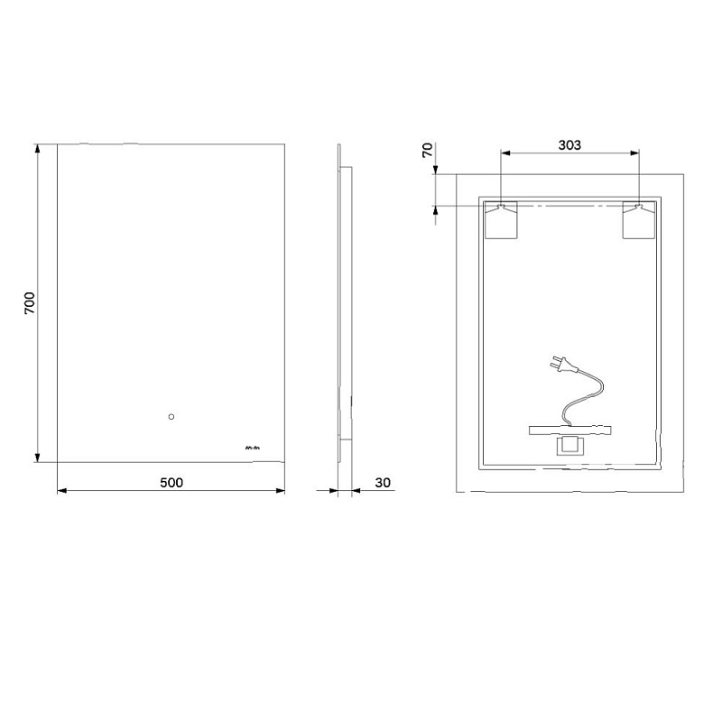 Зеркало с подсветкой в ванную прямоугольное 50 AM.PM X-Joy M85MOX10501S сенсорное