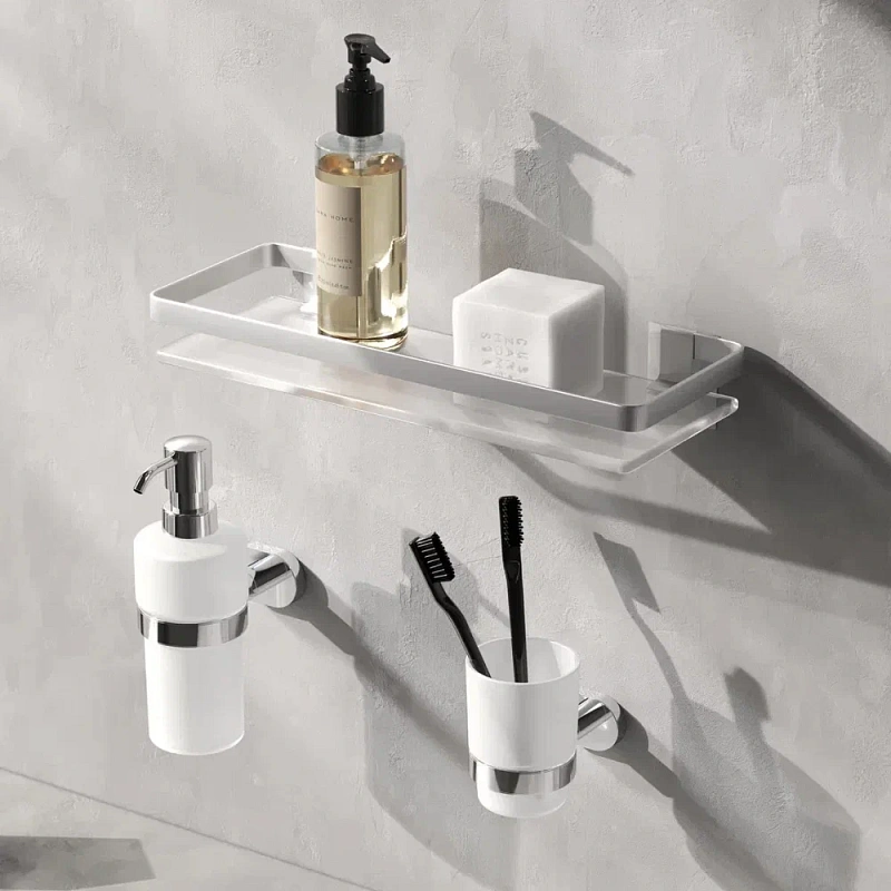 Полка в ванную AM.PM Sense L A7455100 серебристый металл, стекло