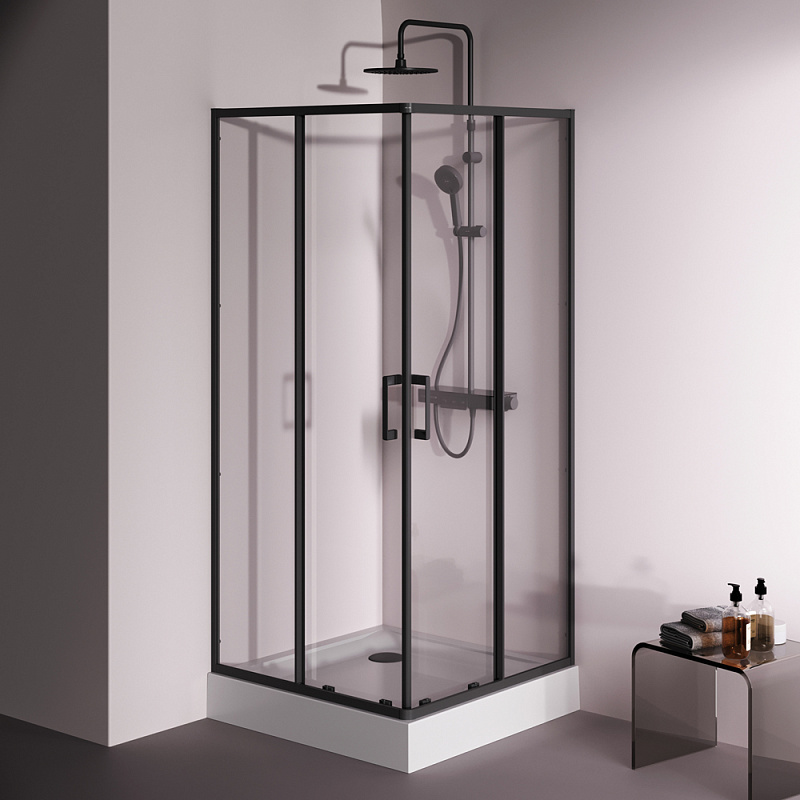 Душевое ограждение без поддона 90x90 AM.PM Above W9XG-403-9090-BT профиль черный