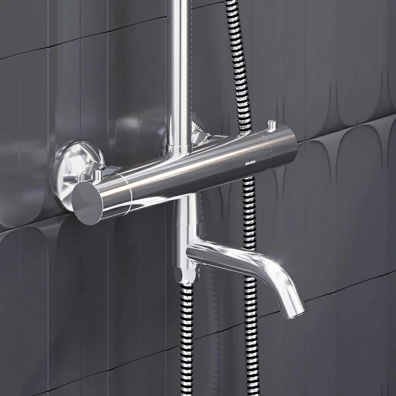 Душевая система Damixa Jupiter 977810000 стойка с тропическим душем, термостатом, смесителем, изливом, хром