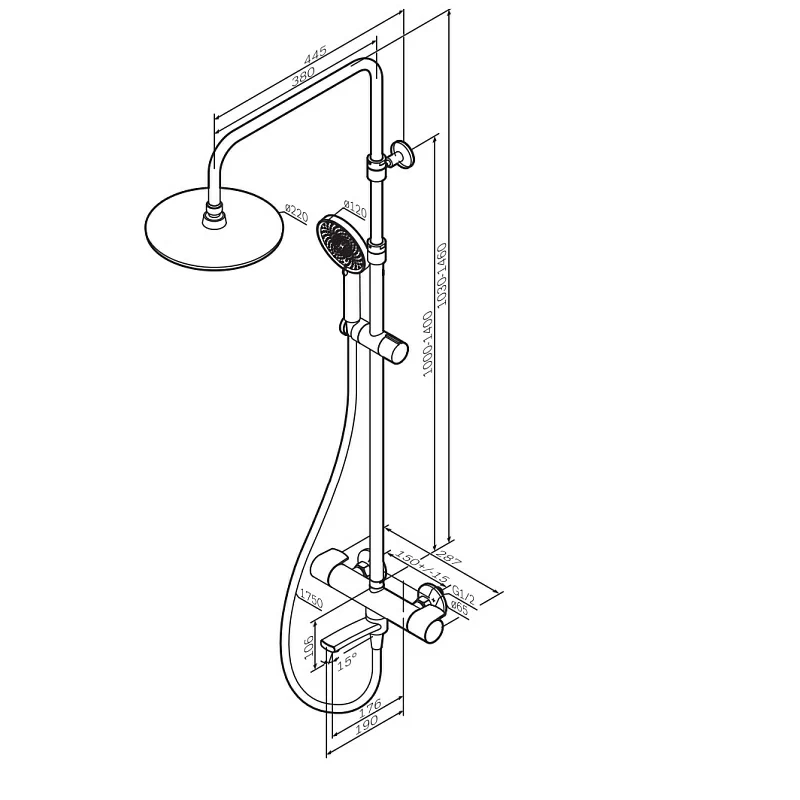 Душевая система AM.PM X-Joy F0785A544 стойка с тропическим душем, термостатом, смесителем, изливом, розовое золото