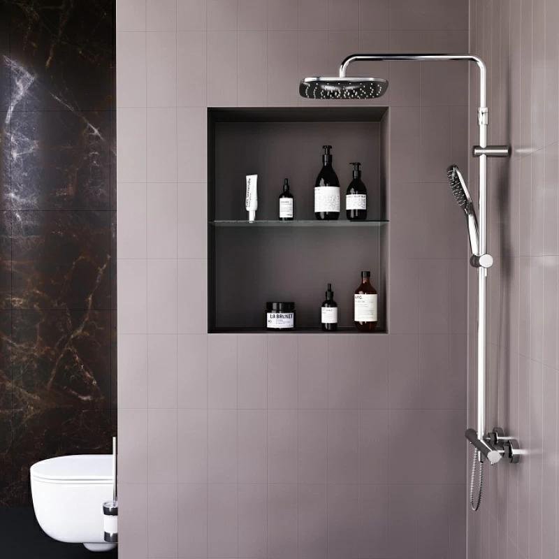 Душевая система Damixa Option DX218092000 стойка с тропическим душем, термостатом, смесителем, хром