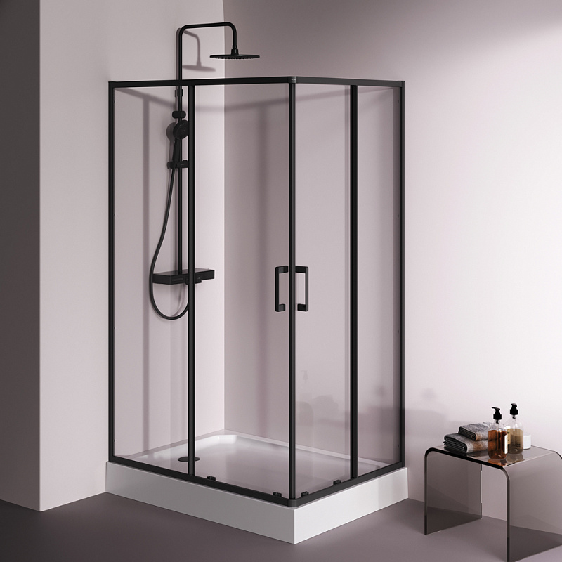 Душевое ограждение без поддона 120x90 AM.PM Above W9XG-403-12090-BT профиль черный