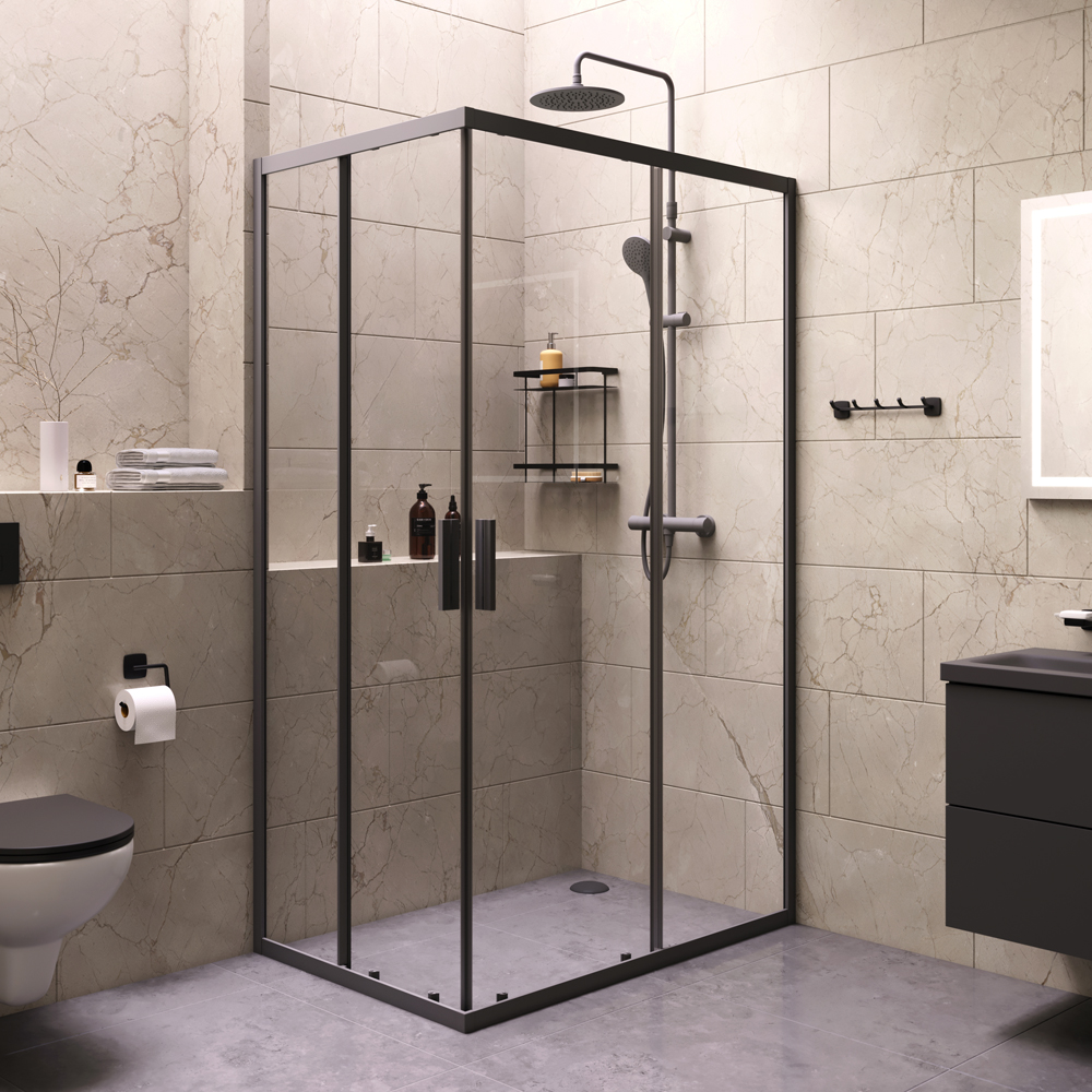 Комплект для ванной комнаты, зона помывочной 120x80 см Gem S WK93ER, Черный