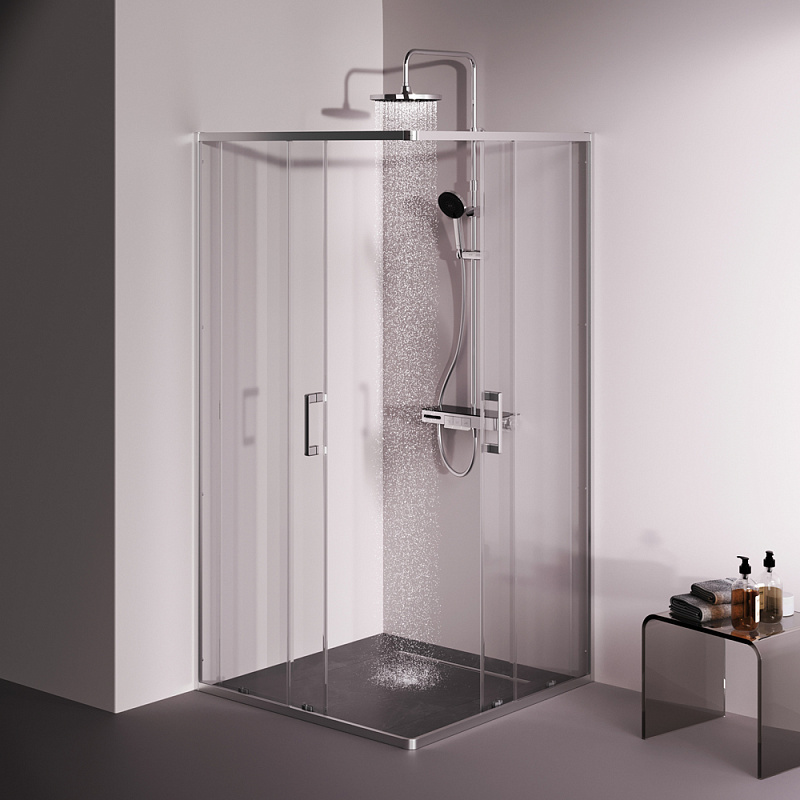 Душевое ограждение без поддона 100x100 AM.PM Above W9XG-403-100100-MT профиль серебристый