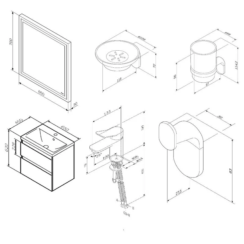 Секция мебели для ванной AM.PM X-Joy BK85GI
