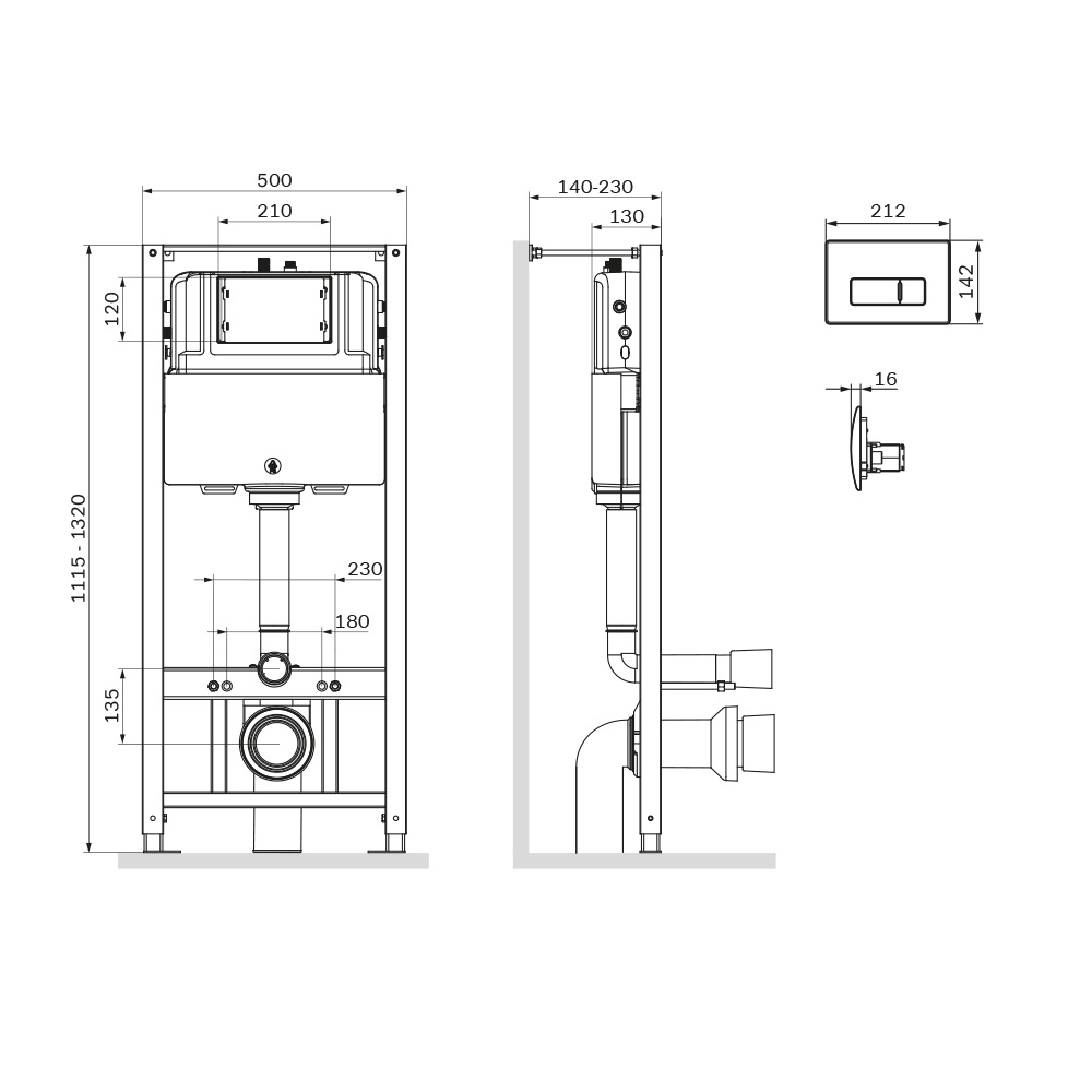 Инсталляция для подвесного унитаза с пневматической клавишей Pro M Pro I012704.8031, синий, белый, матовый никель