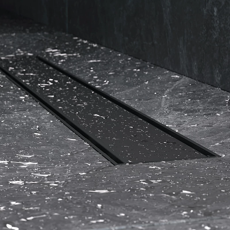 Душевой трап (лоток) 60 AM.PM PrimeFlow W02SC-U11-060-04BM комбинированный затвор с черной матовой решеткой под плитку