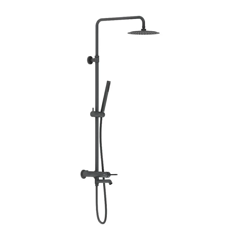 Душевая система Damixa Scandinavian Pure 936740300 стойка с тропическим душем, смесителем, изливом, черная матовая