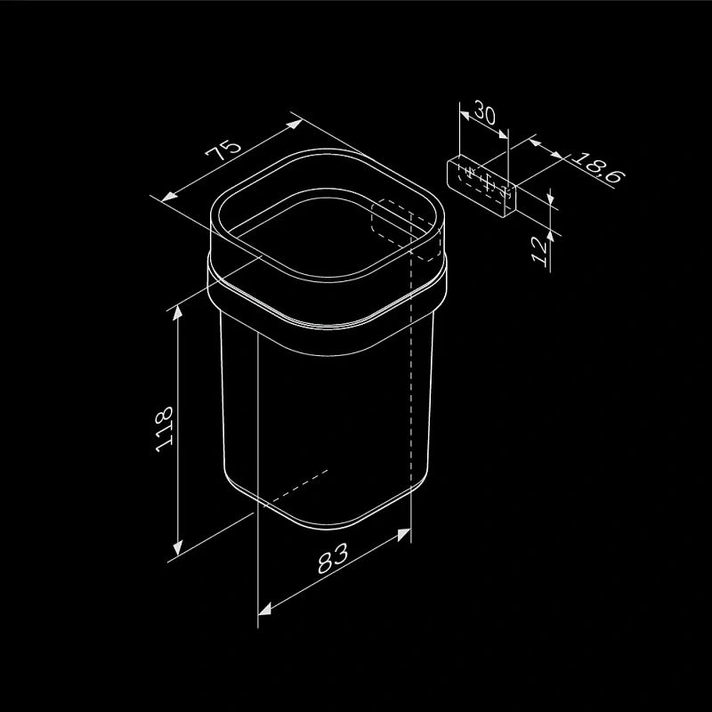 Стакан для зубных щеток настенный AM.PM Func A8F34322 стеклянный, черный