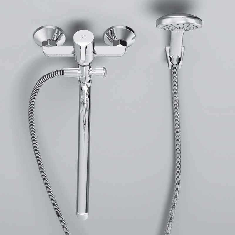 Смеситель для ванны и душа AM.PM X-Joy S F85B90100 длинный излив, душевая лейка, шланг 1500, хром