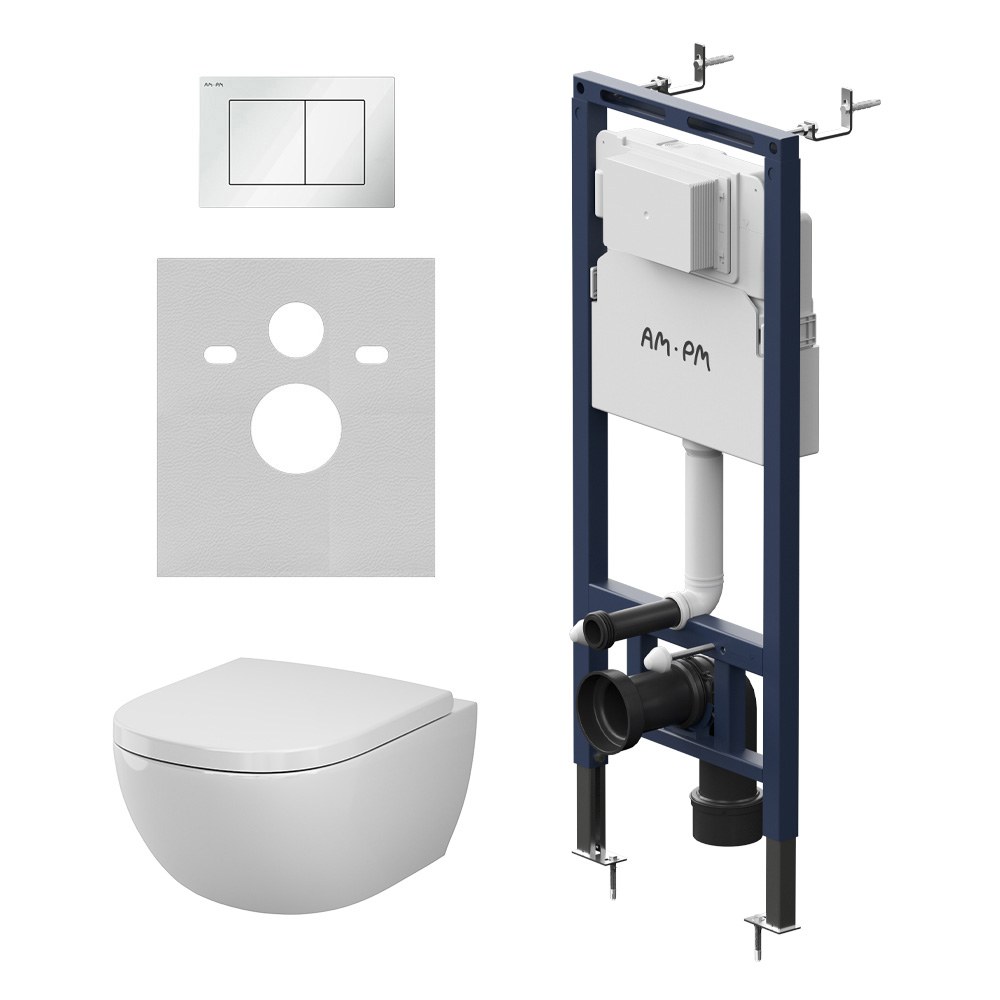 Инсталляция MasterFit с подвесным унитазом Aquaspin и клавишей Above IS130201.9X1900, Синий, белый