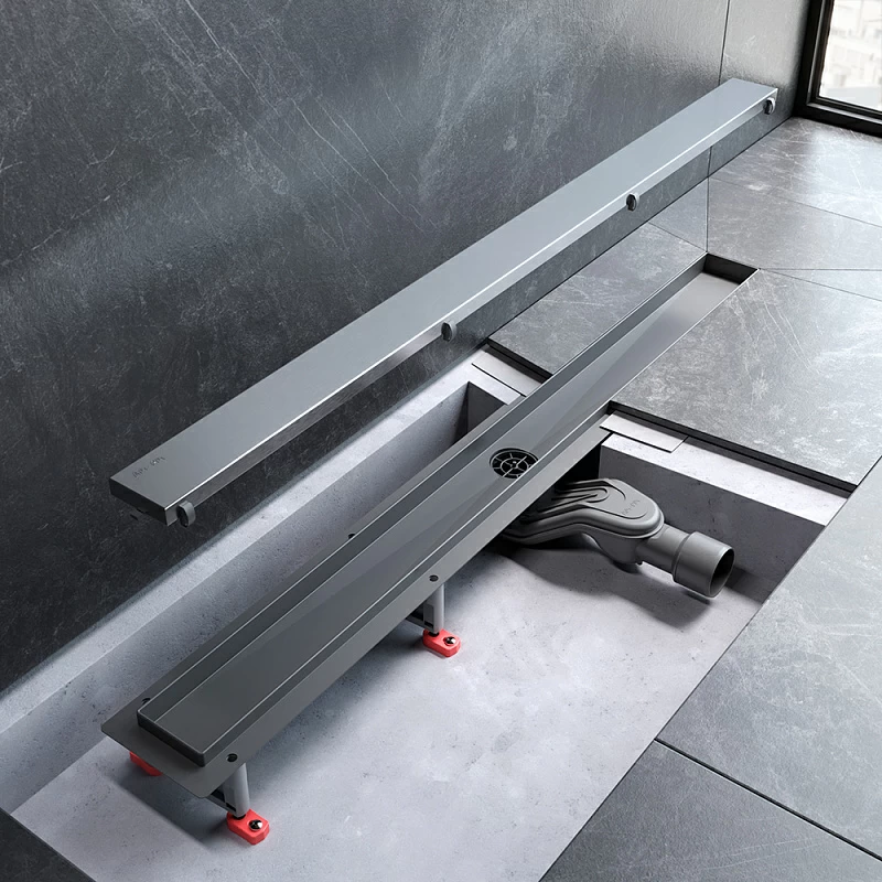 Душевой трап (лоток) 90 AM.PM MasterFlow W01SC-U11-090-04SB комбинированный затвор со стальной матовой решеткой под плитку