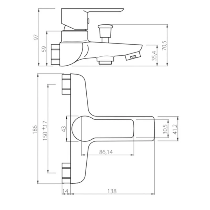 Смеситель для ванны и душа Damixa Origin Elegance 841000000 хром, белый