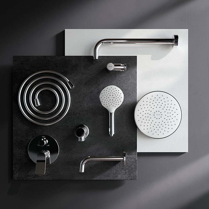 Встраиваемая душевая система AM.PM X-Joy FB85A3RH30 хром: тропический верхний душ, излив с душевой лейкой