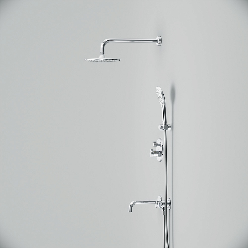 Встраиваемая душевая система AM.PM X-Joy FT85A3RH30 хром: тропический верхний душ, излив с душевой лейкой, термостат