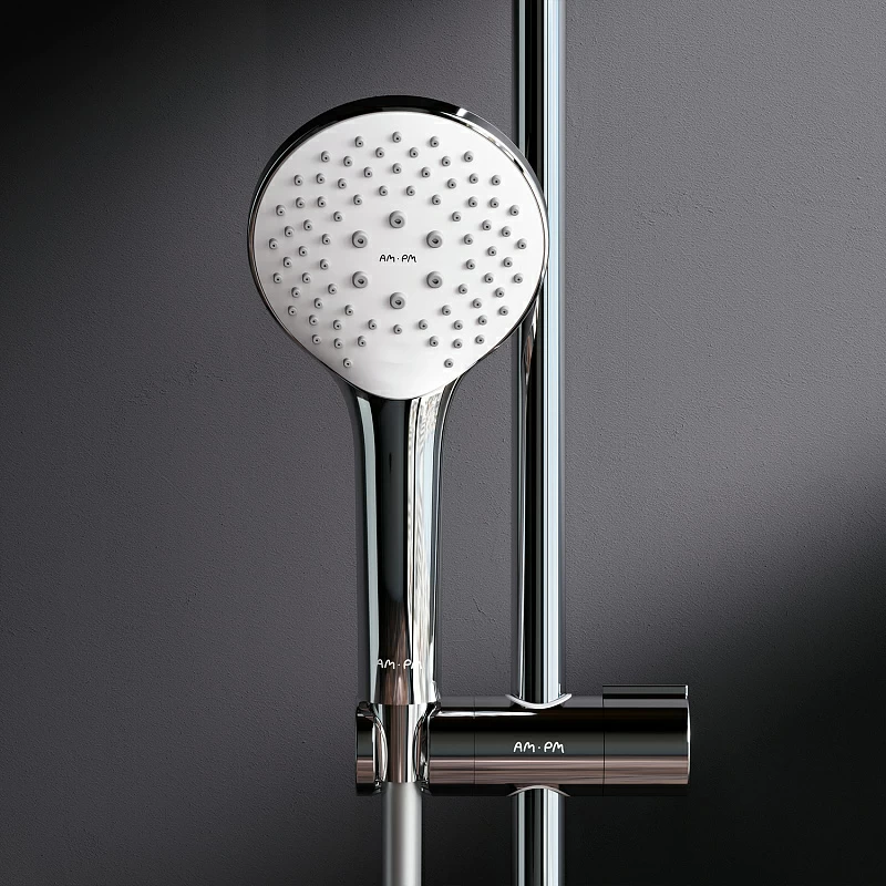 Душевая система AM.PM X-Joy F40885A34 стойка с тропическим душем, хром + смеситель для ванны хром