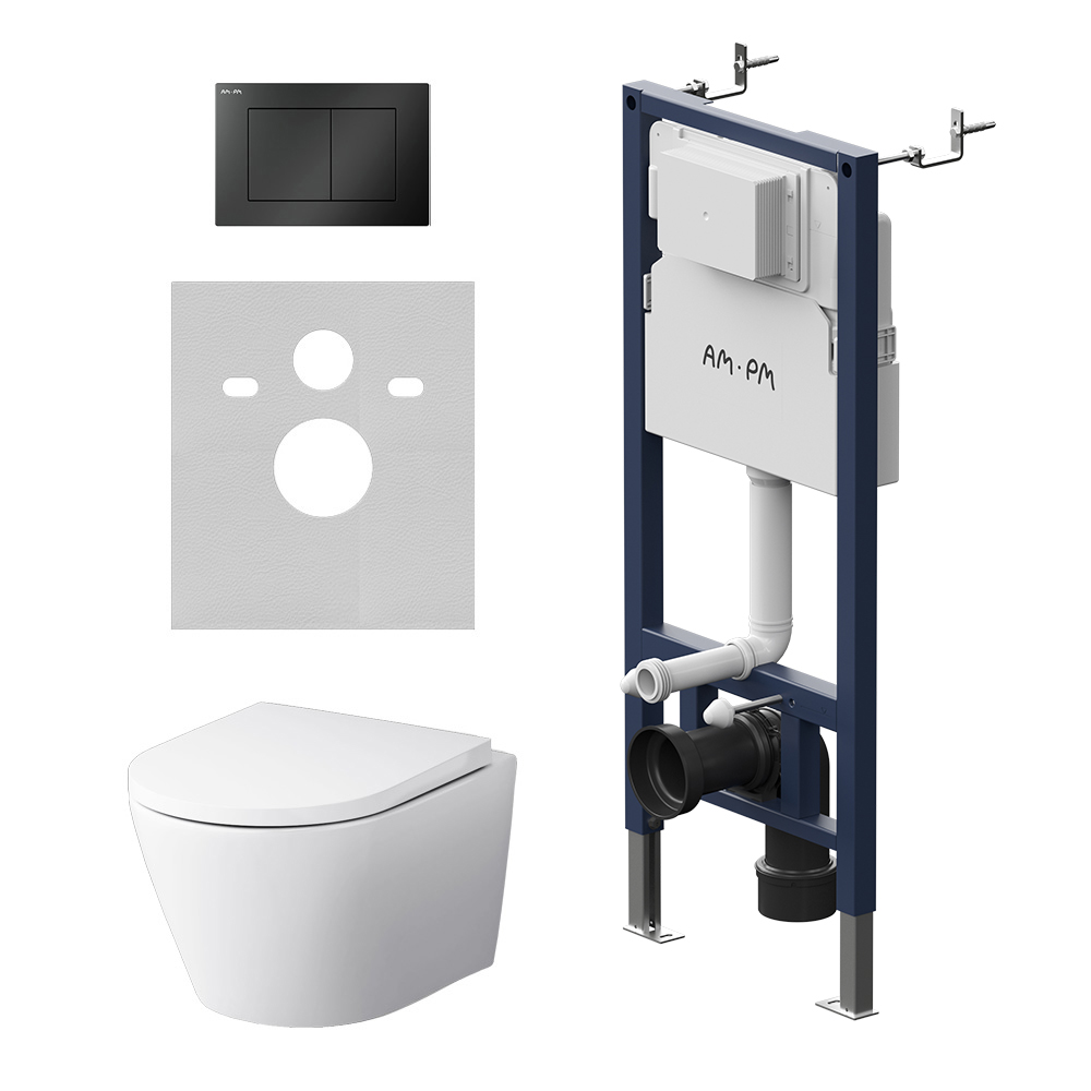 Инсталляция MasterFit с подвесным унитазом Aquaspin и клавишей X-Joy IS130238.851900, Синий, белый, черный