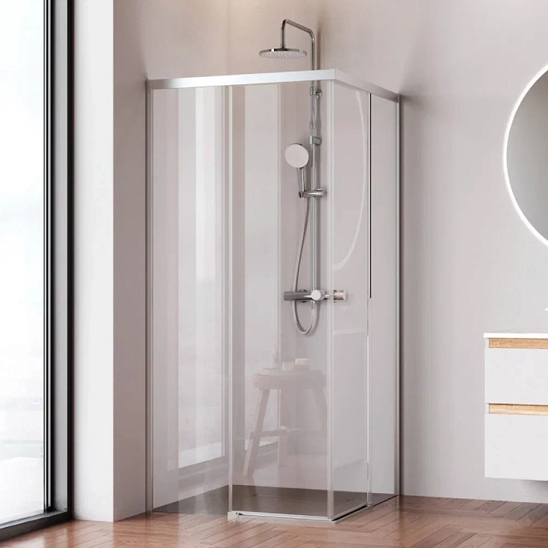 Душевое ограждение без поддона 90x90 AM.PM X-Joy W94G-403-9090-MT профиль серебристый