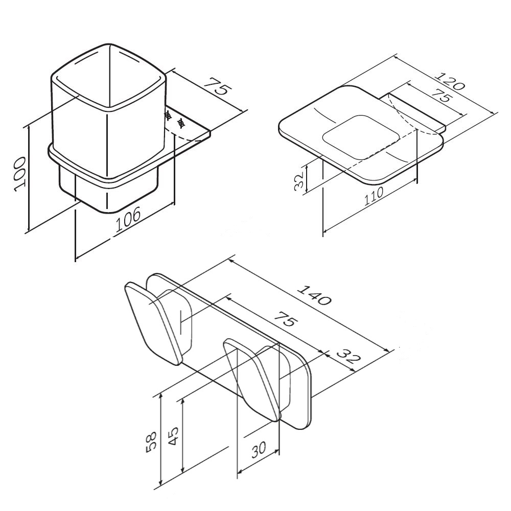 Набор аксессуаров для зоны красоты Inspire V2.0 AK50B0703W, Хром