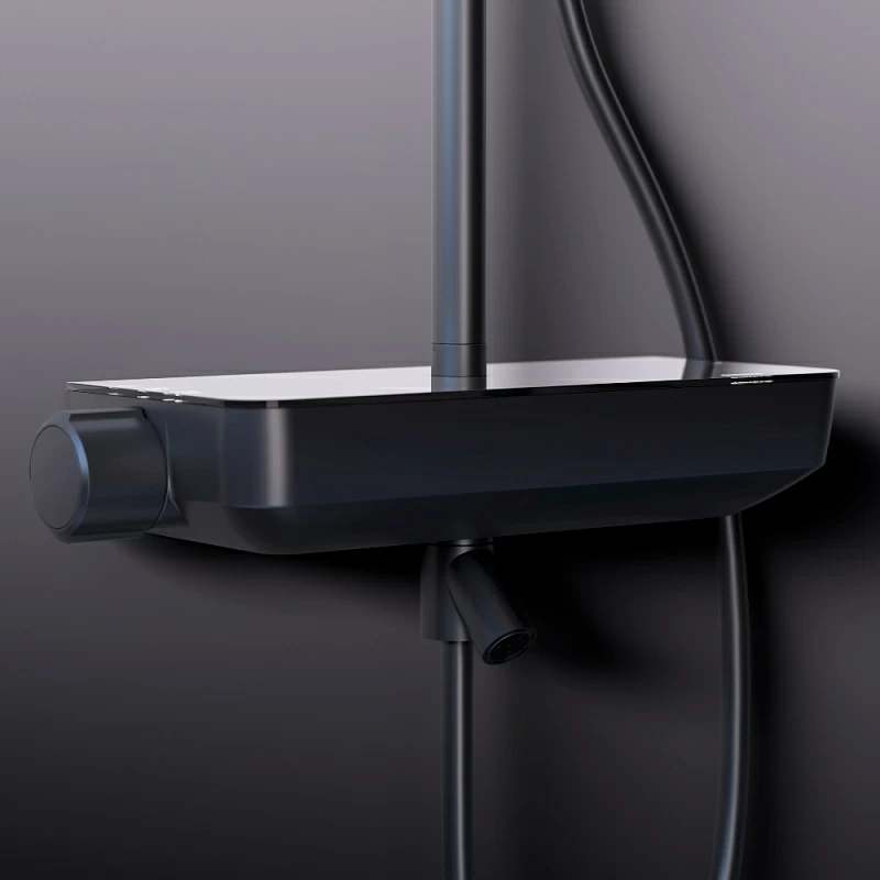 Душевая система Damixa Scandinavian Pure 936730300 стойка с тропическим душем, смесителем, изливом, черная