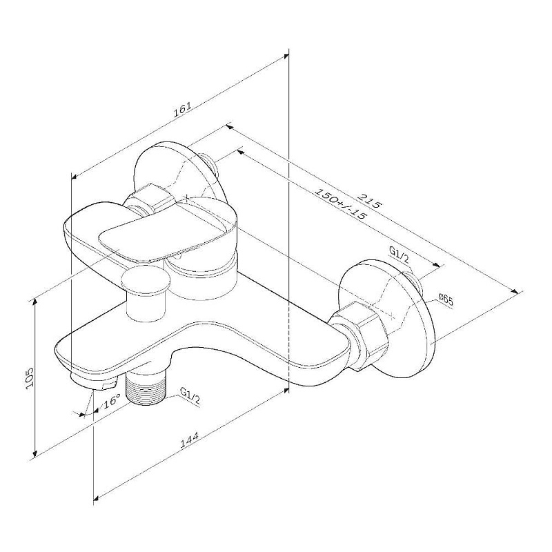 Смеситель для ванны и душа AM.PM Force F9F10000 хром
