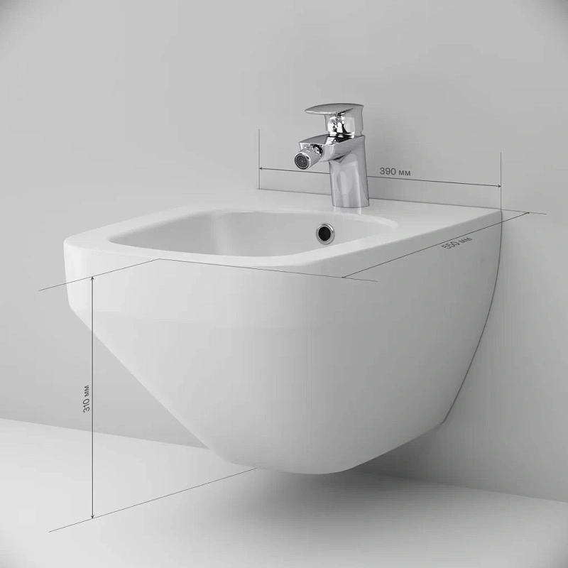 Биде подвесное AM.PM Inspire 2.0 C50A3411WH белый глянец + смеситель хром