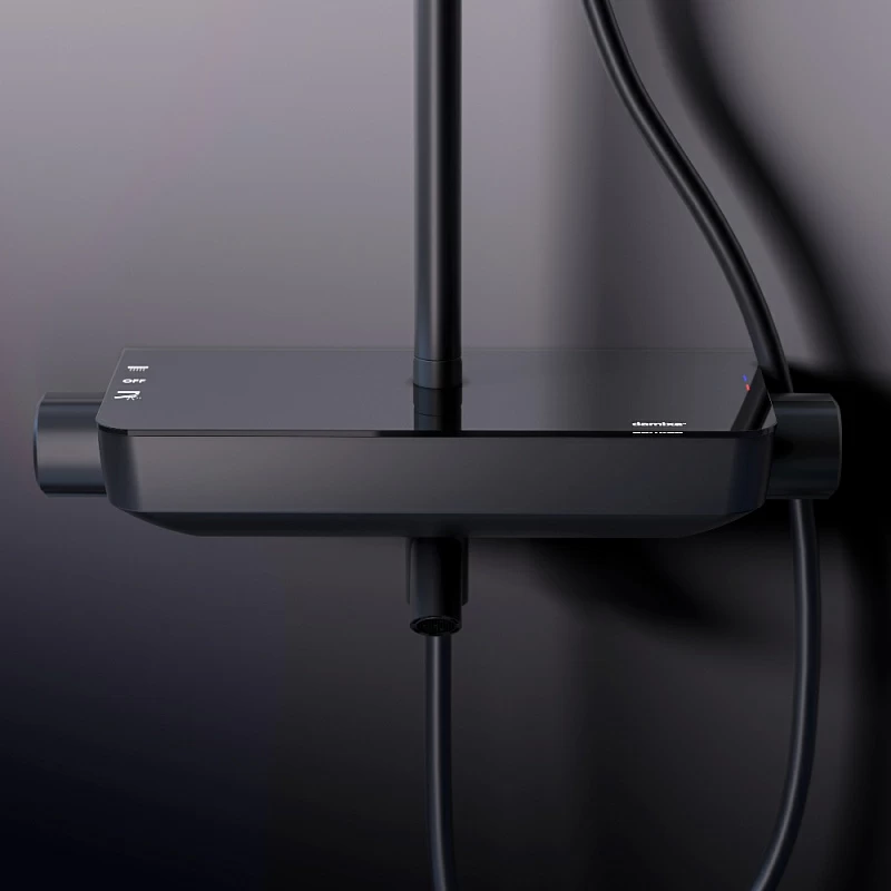 Душевая система Damixa Scandinavian Pure 936730300 стойка с тропическим душем, смесителем, изливом, черная