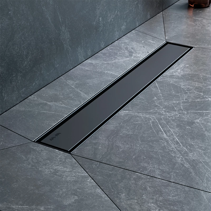 Душевой трап (лоток) 50 AM.PM MasterFlow W01SC-U11-050-04BM комбинированный затвор с черной матовой решеткой под плитку