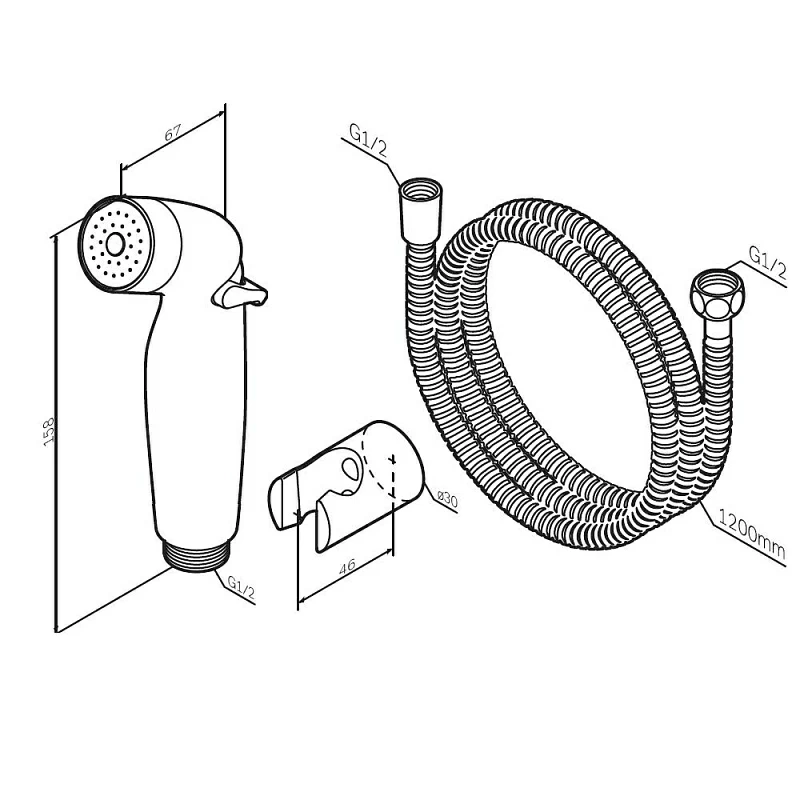 Гигиенический душ (лейка) AM.PM F0202032 со шлангом и держателем, хром