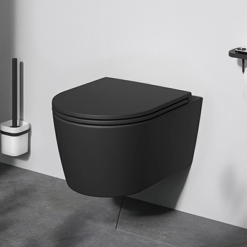 Унитаз подвесной AM.PM Func C8F1700MBSC (глубина 49 см) безободковый с сиденьем микролифт, черный матовый