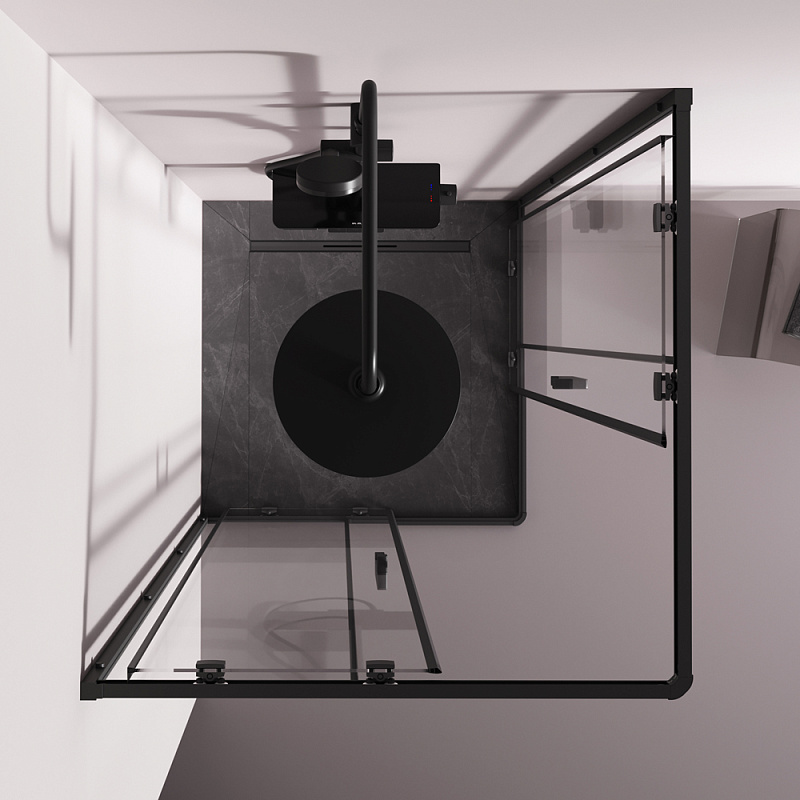 Душевое ограждение без поддона 90x90 AM.PM Above W9XG-403-9090-BT профиль черный