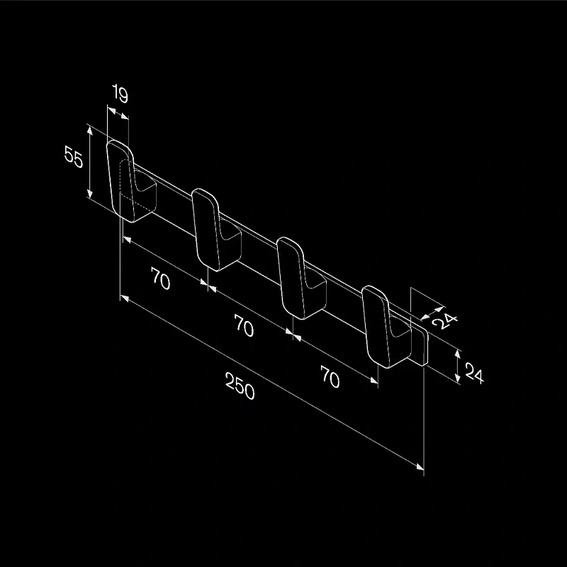 Крючки для полотенец AM.PM Func A8F35922 черная, 4 шт на планке