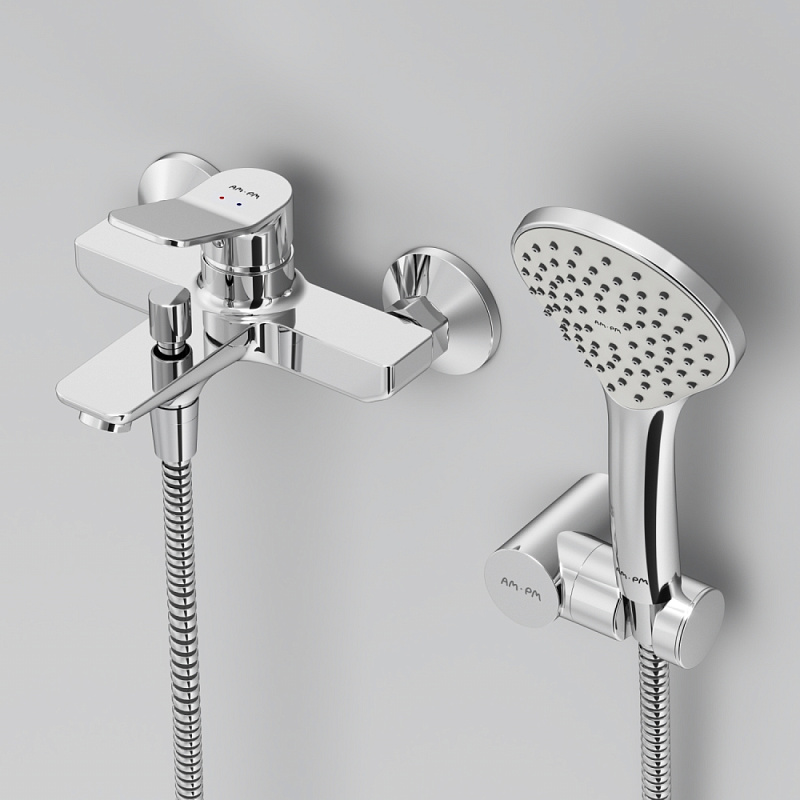 Смеситель для ванны и душа AM.PM X-Joy F85A15000 душевая лейка, шланг 1750, хром