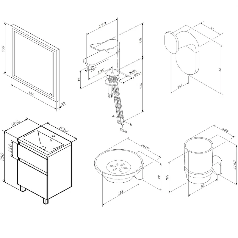 Секция мебели для ванной AM.PM X-Joy BK85GK