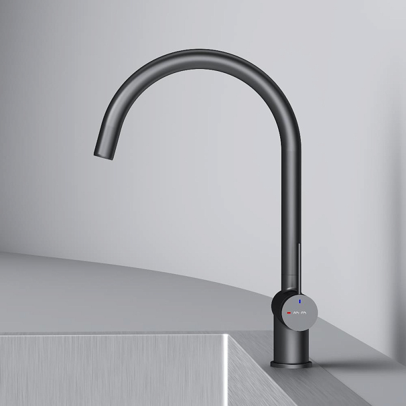 Смеситель для кухни AM.PM Func F8F07022 высокий с С-изливом, черный