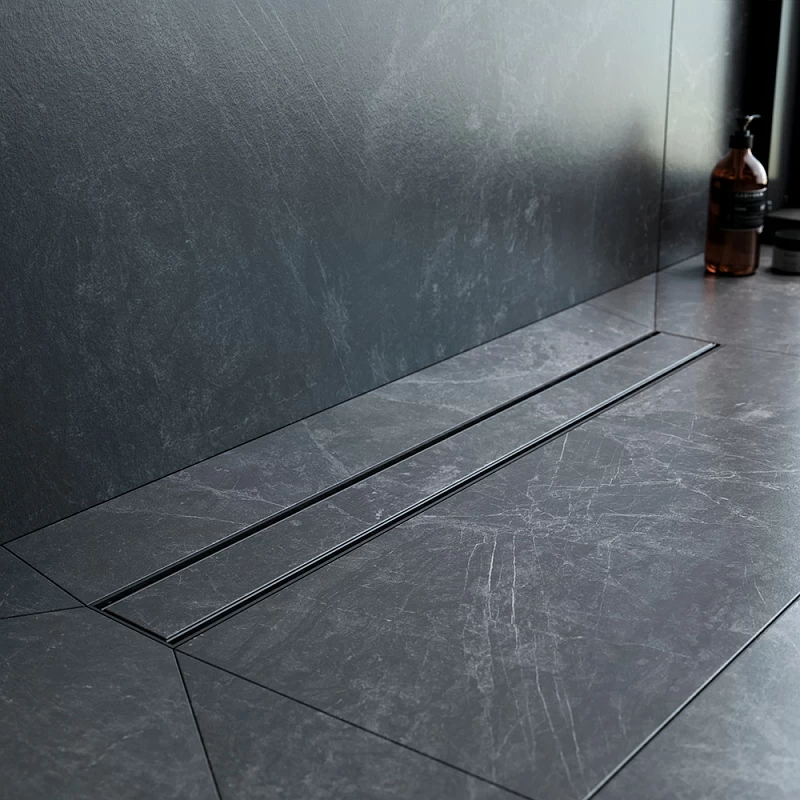 Душевой трап (лоток) 70 AM.PM PrimeFlow W02SC-U11-070-04BM комбинированный затвор с черной матовой решеткой под плитку