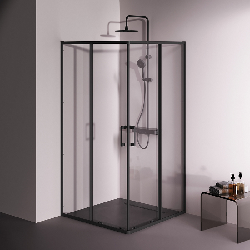 Душевое ограждение без поддона 100x100 AM.PM Above W9XG-403-100100-BT профиль черный