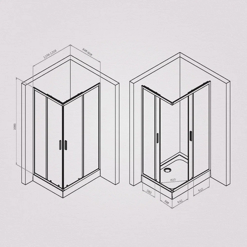 Душевое ограждение без поддона 90x120 AM.PM Gem S W93G-404-120290-BT профиль черный матовый