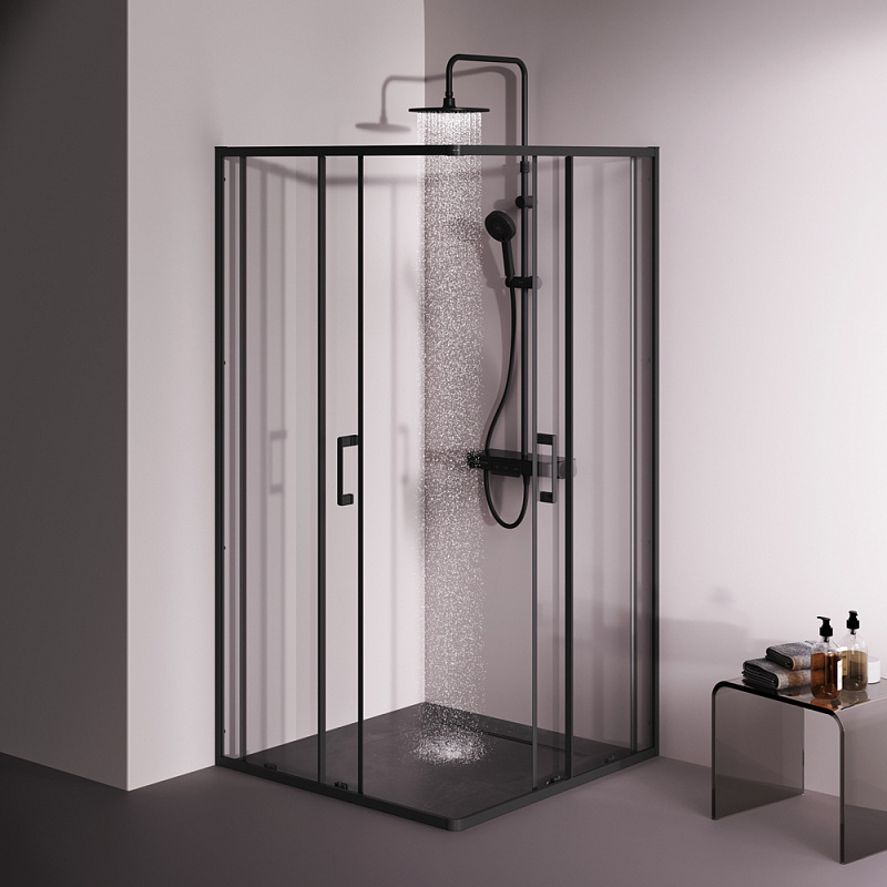 Душевое ограждение без поддона 100x100 AM.PM Above W9XG-403-100100-BT профиль черный