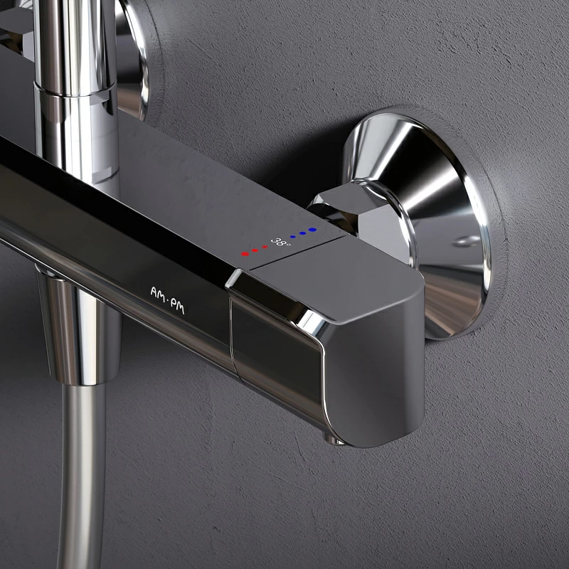 Душевая система AM.PM Func F078F400 стойка с тропическим душем, термостатом, смесителем, хром